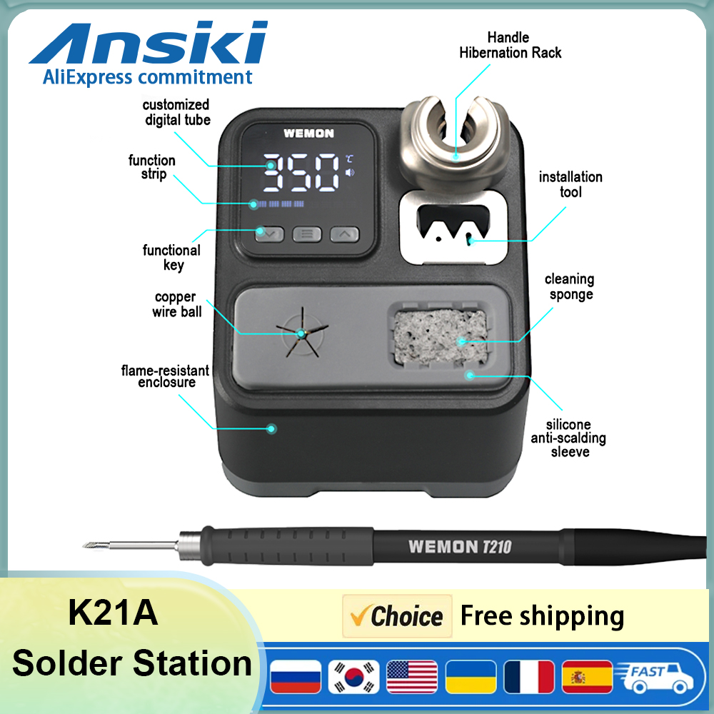 Soldering Iron Temperature Probe - محطة لحام ANSIKI K21A T210 100-480