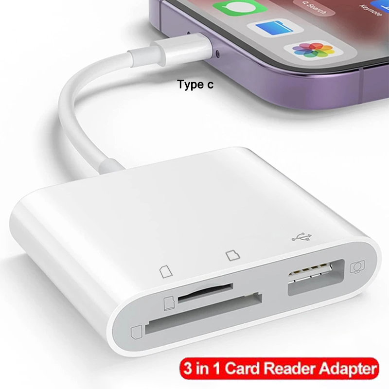 Sd Card Module - قارئ بطاقات SD بمنفذ USB-C للهواتف،
