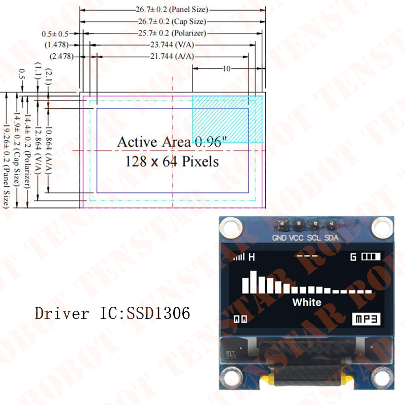 TENSTAR 0.96 بوصة OLED SSD1306 - مراجعة Ssd1306 وسعره
