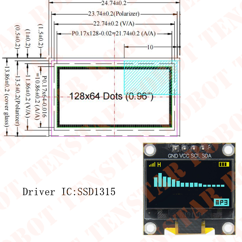 TENSTAR 0.96 بوصة OLED SSD1306 - مراجعة Ssd1306 وسعره