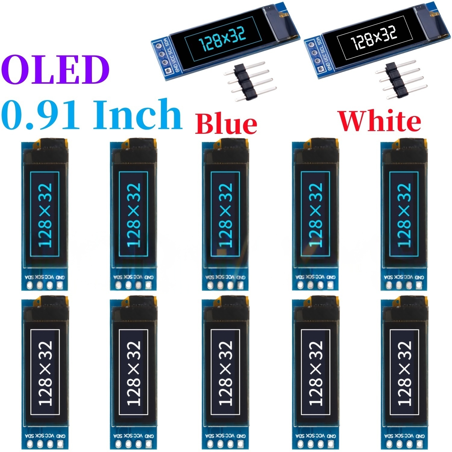 0.91 بوصة 128x32 IIC I2C أبيض/ - مراجعة Ssd1306 وسعره