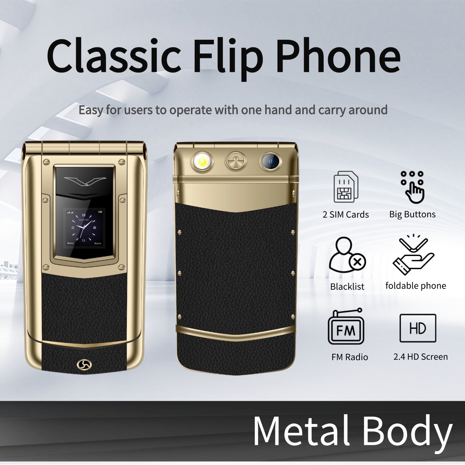 هاتف فليب معدني فاخر للرجال بش - مراجعة Tft Display 2.4 وسعره